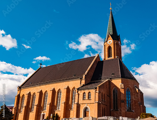 High resolution stitched winter panorama of a church at Alkofen, Vilshofen, Bavaria, Germany