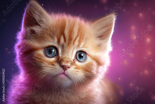 portrait of cat with pink background made with generative ai