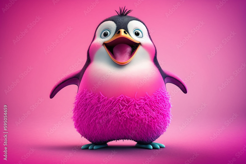 Fotografie pink penguin portrait made with generative ai