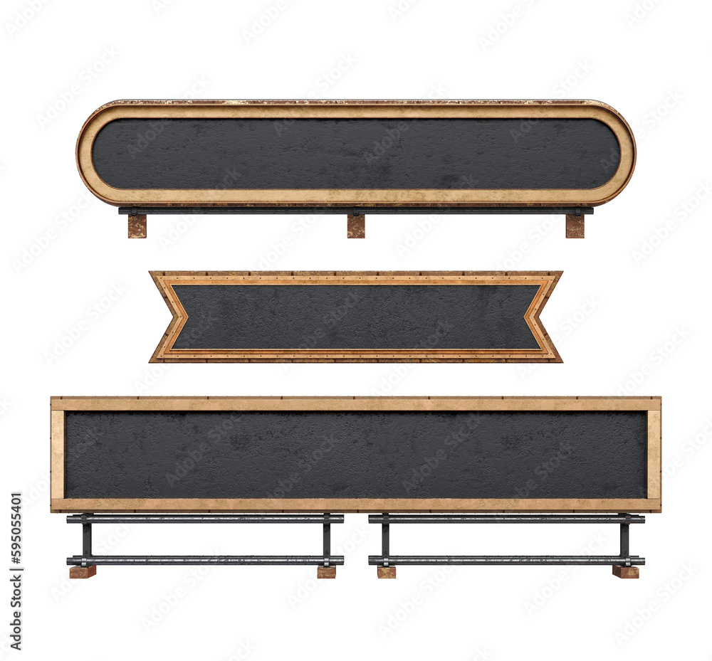 Fototapeta premium Vintage Marquee Boards & Shapes 3D Renders PNG