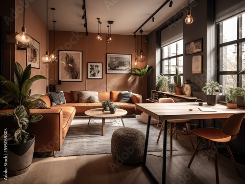 working room for home interior architecture with a minimalist style