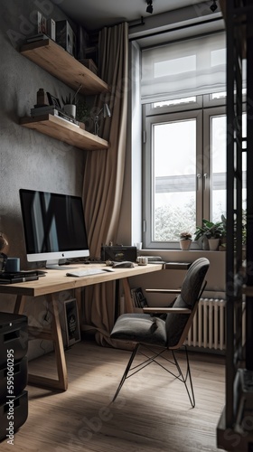 working room for home interior architecture with a minimalist style © ktianngoen0128