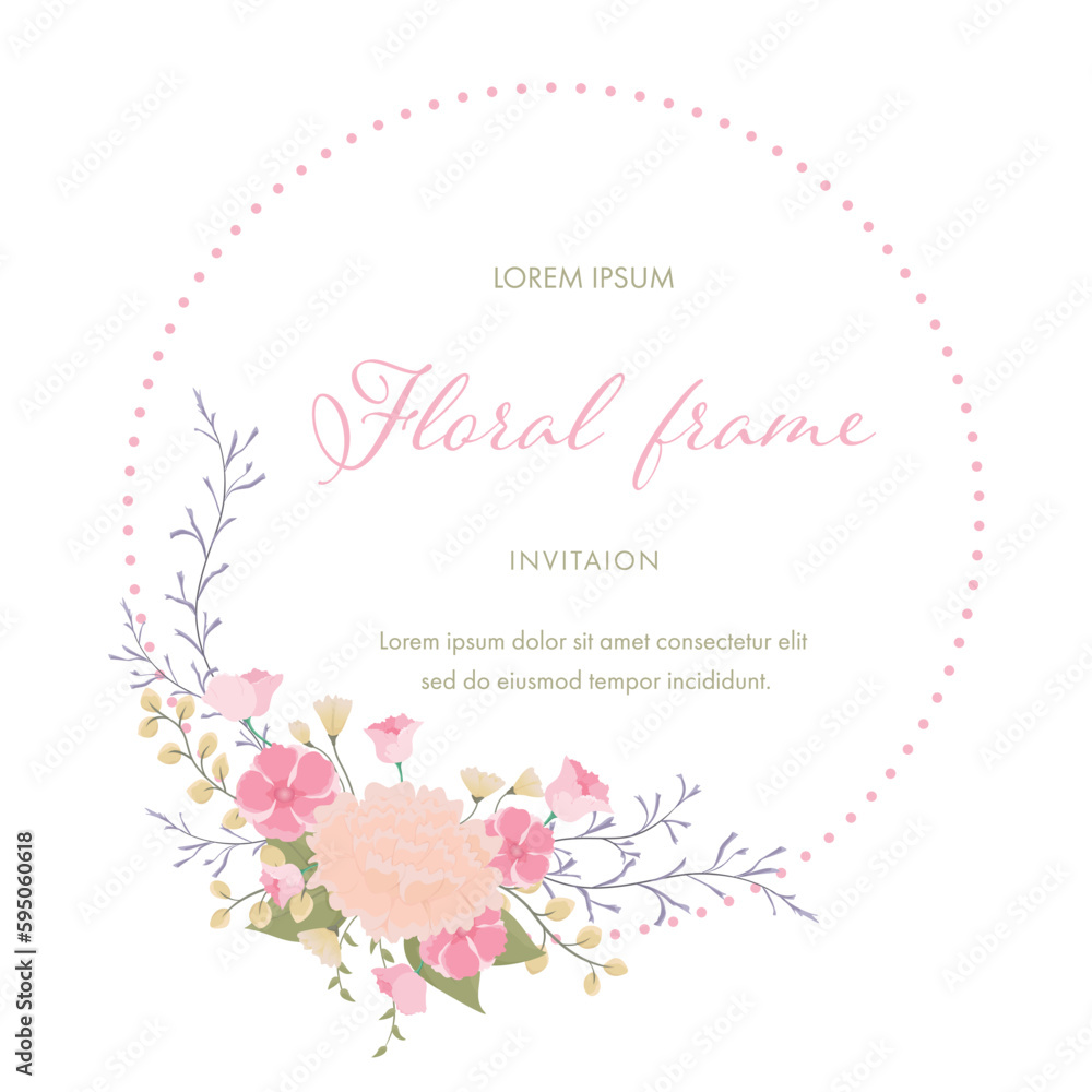 Circle Flowers and leaves vector frame bouquet on white background. Floral wedding invitation elegant invite card template design. Spring ornament layout with isolated and copy space. Vector Circle Flowers and leaves vector frame bouquet on white background. Floral wedding invitation elegant invite card template design. Spring ornament layout with isolated and copy space. Vector