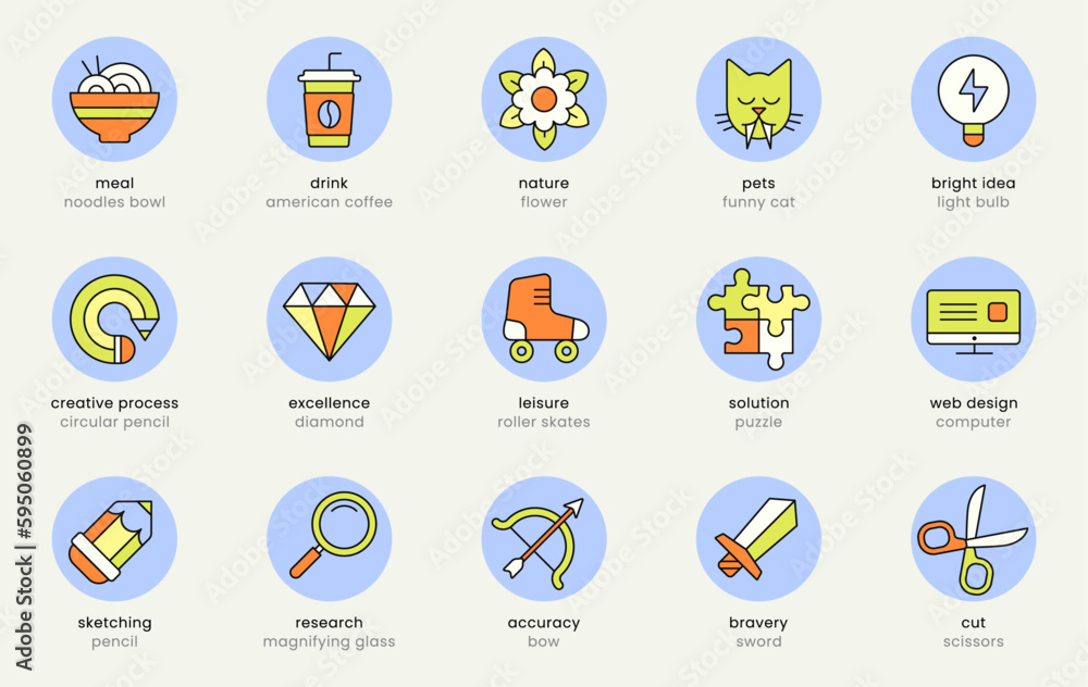 Creative icons. lifestyle icon set. Creativity and innovation symbols ...