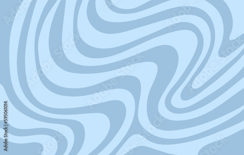 Abstract horizontal background with blue waves. Trendy vector illustration in style retro 60s, 70s. Pastel colors