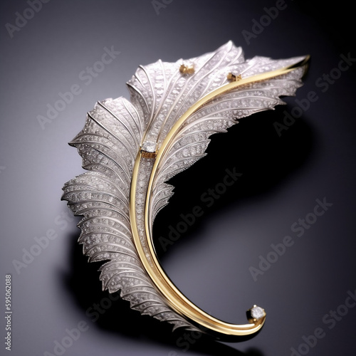 Photo Feather brooch Diamond Mubei carving Ultra high definition pic
