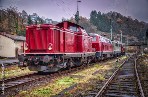 Alte Diesellokomotive mit Eisenbahner Nostalgie photo