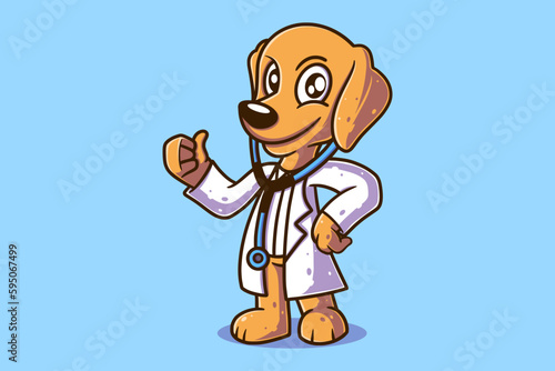 Cute Dog Doctor With Stethoscope Vector Cartoon	