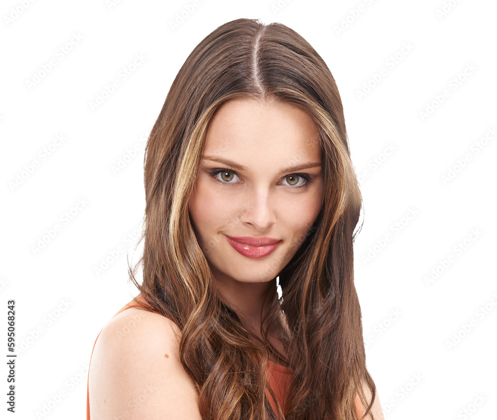 Hair, smile and beauty, woman in portrait and color highlights isolated on transparent, png background. Haircare, keratin treatment with female model and cosmetology with grooming, volume and growth Hair, smile and beauty, woman in portrait and color highlights isolated on transparent, png background. Haircare, keratin treatment with female model and cosmetology with grooming, volume and growth