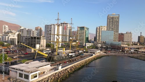 VIEW OF IQUIQUE, FROM THE PORT, DRONE, AERIAL photo
