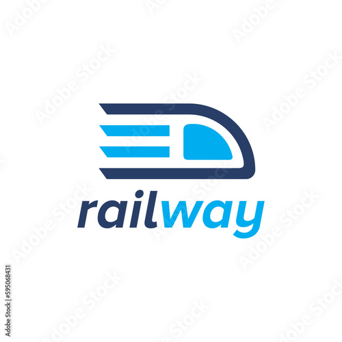 bullet train railway speed logo design