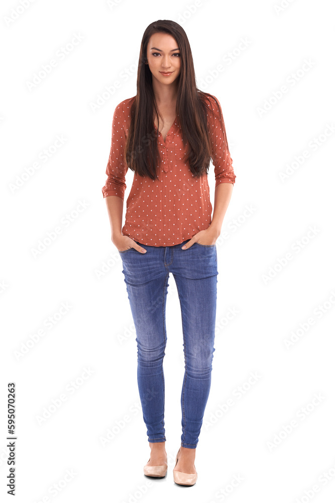 Portrait, fashion and style with a woman with casual pose and confidence. Happy, smile and female model with beauty and youth posing in stylish clothes isolated on a transparent, png background Portrait, fashion and style with a woman with casual pose and confidence. Happy, smile and female model with beauty and youth posing in stylish clothes isolated on a transparent, png background