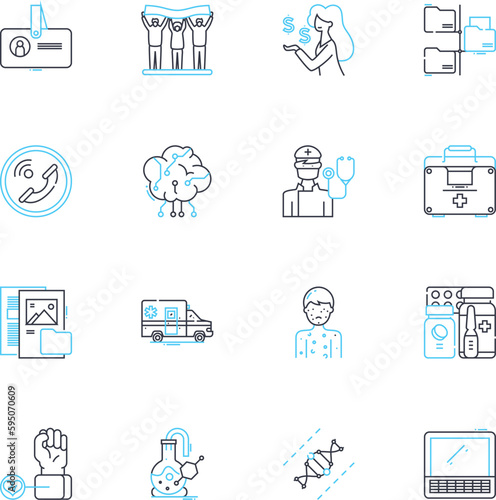 Pathology linear icons set. Cancer, Disease, Infection, Diagnosis, Treatment, Biopsy, Genetics line vector and concept signs. Immunology,Microbiology,Necrosis outline illustrations