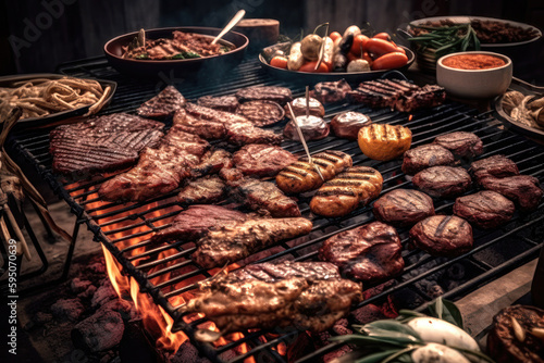 A Delicious Spread of Barbecue Delights. Generative Ai