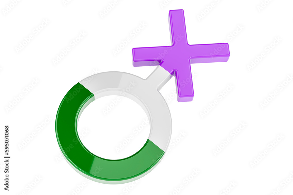 Non-binary, genderqueer gender symbol, 3D rendering Non-binary, genderqueer gender symbol, 3D rendering