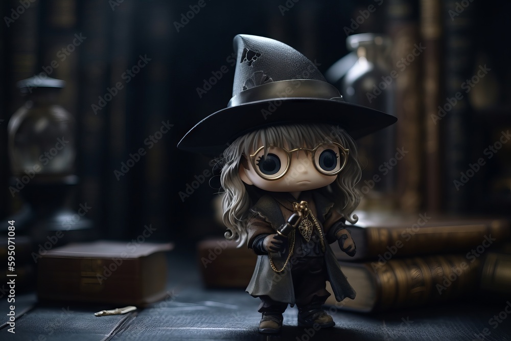 Fototapeta premium doll wizzard mysterious atmospehere, cinematography ,chibi