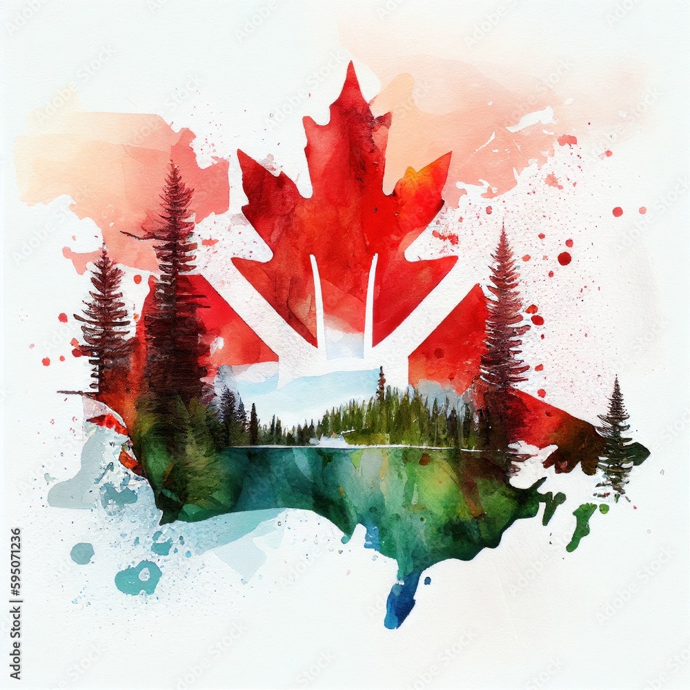 Canada in watercolor style by Generative AI