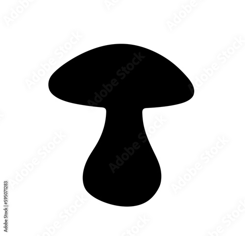 Vector isolated one single simple black mushroom on white background boletus with thick leg colorless black and white outline silhouette shadow shape