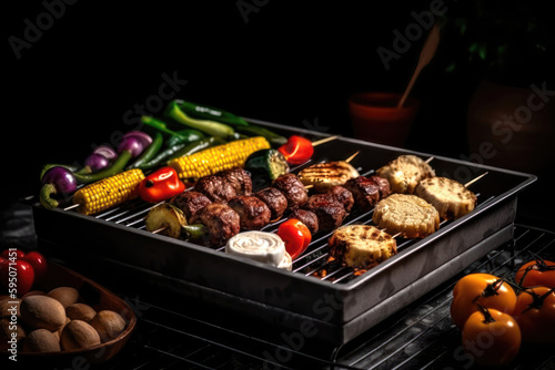 A Delicious Spread of Barbecue Delights. Generative Ai © zzzz17