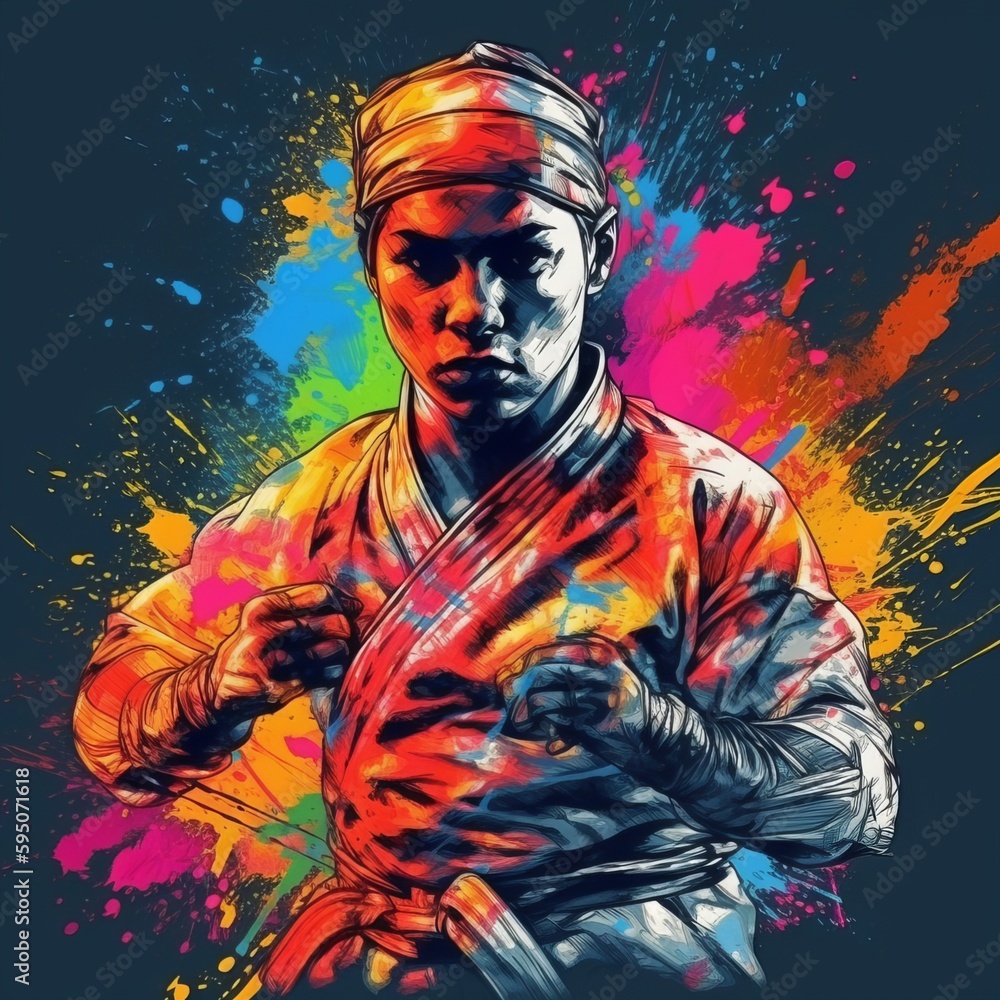 Graffiti-style Jiu Jitsu Fighter