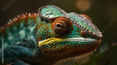 A captivating close-up of a chameleon, with its vibrant, color-changing skin and unique, swiveling eyes, showcasing the incredible adaptability and beauty of this creature