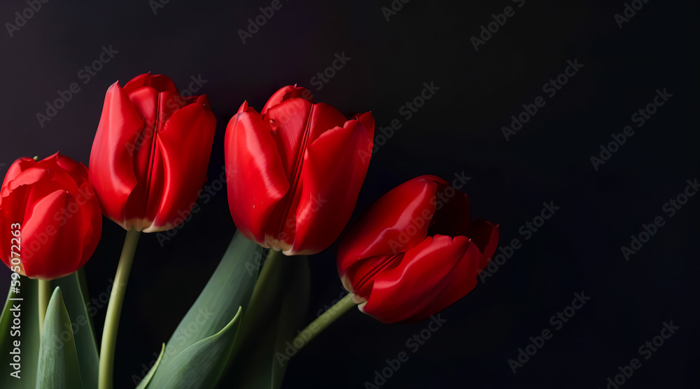 Fototapeta premium beautiful tulips on background. Valentine Day Concept. Generative AI