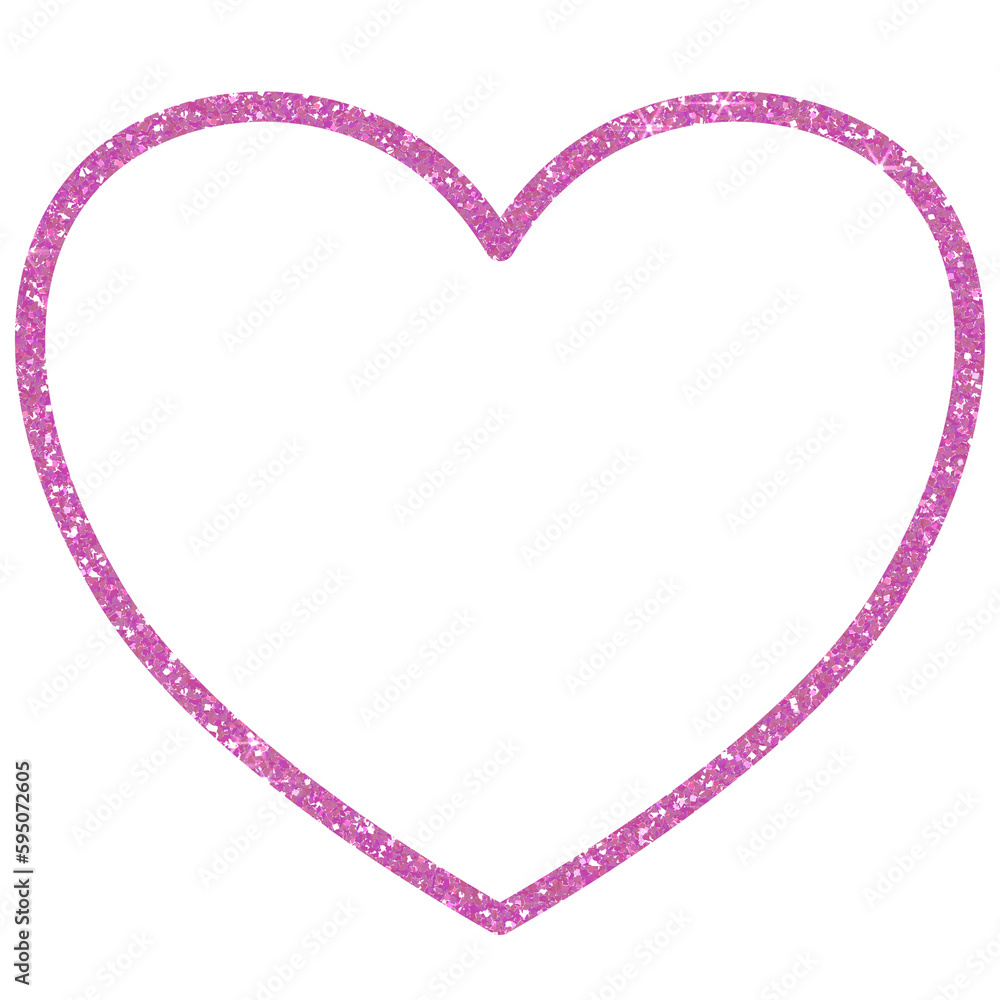 Pink Glitter heart on transparent background. Heart line.Design for decorating,background