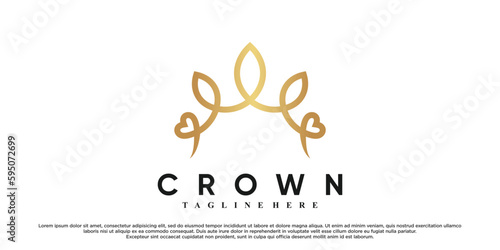 crown logo design with creative concept Premium Vector