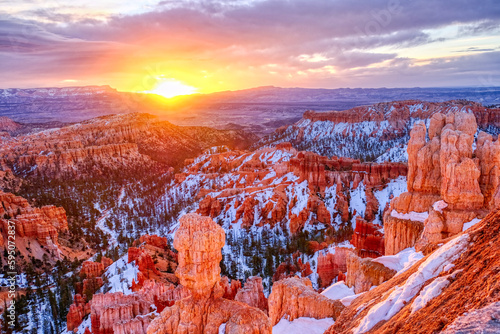 Bryce Canyon winter sunrise at Inspiration Point