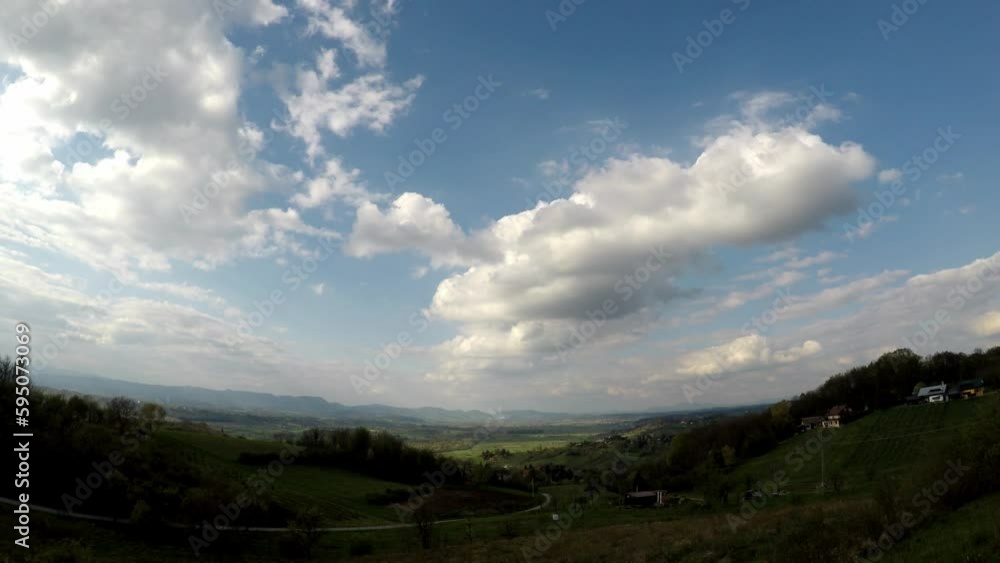 Time lapse of moving clouds, morning, north Croatia, wide angle Time lapse of moving clouds, morning, north Croatia, wide angle