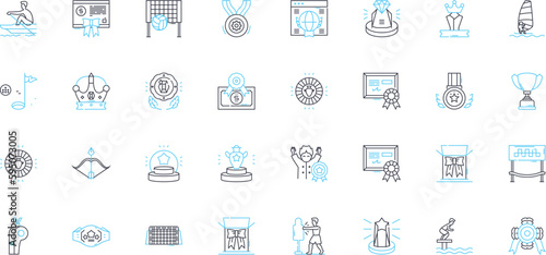 Direction linear icons set. Guidance, Path, Route, Navigation, Orientation, Steering, Trajectory line vector and concept signs. Heading,Division,Focus outline illustrations