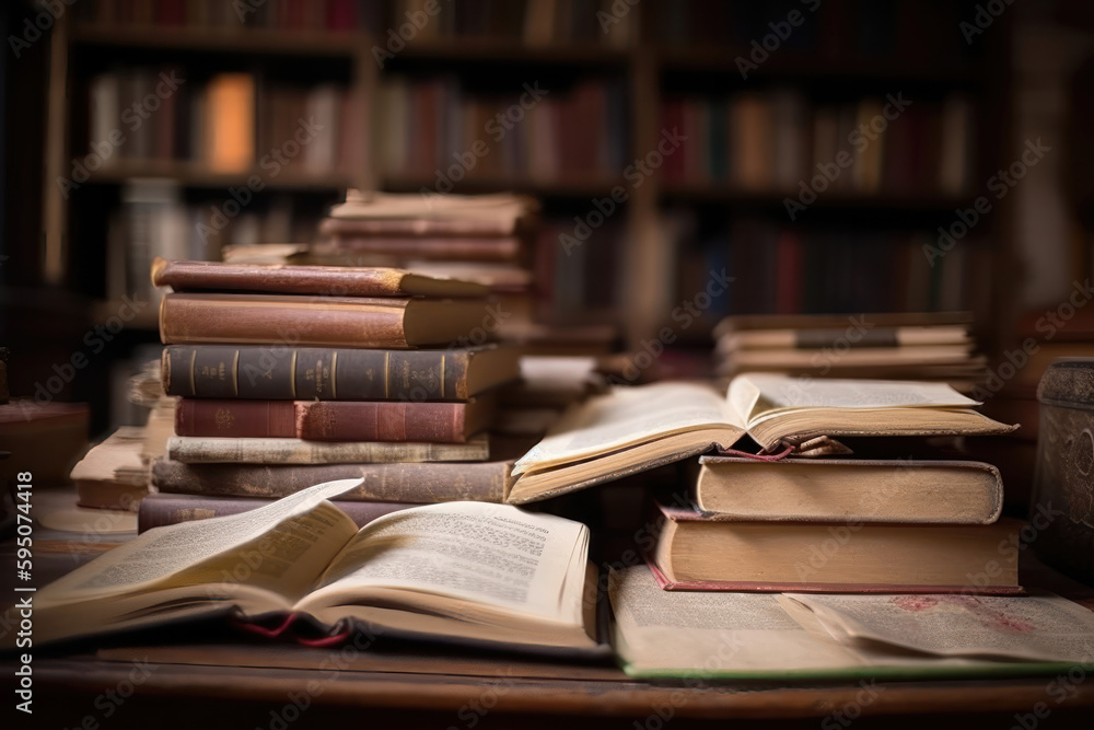 A Literary Journey Through Time. Second-hand bookshop. Generative Ai A Literary Journey Through Time. Second-hand bookshop. Generative Ai