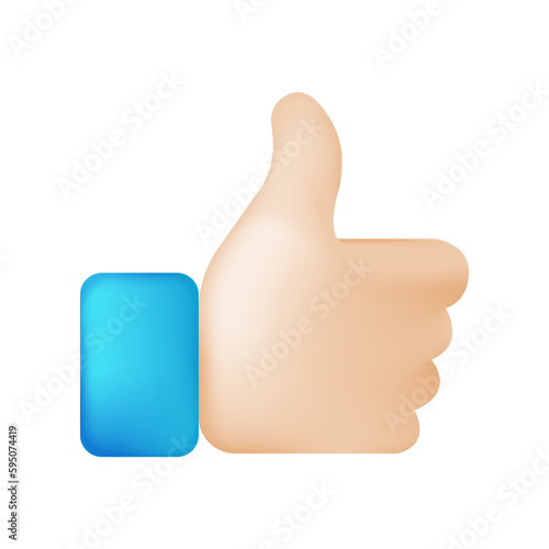 Thumbs Up Hand 3d render Sign. Human Gesture Vector Symbol Emoticon Design.
