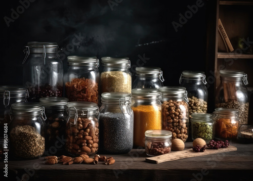 Glass Jars Filled with Delicious Goodness. Generative Ai
