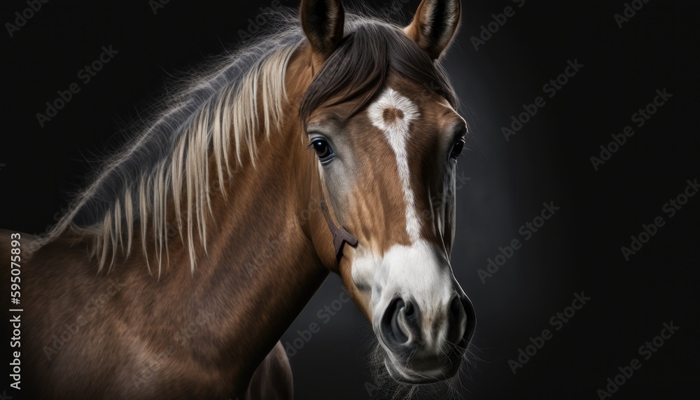 Obraz premium Portrait of beautiful young horse generative ai