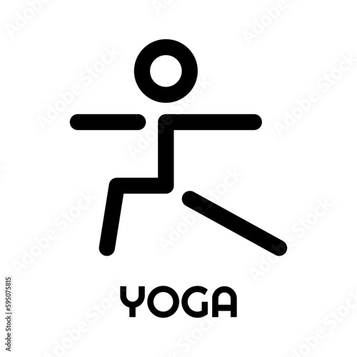 Icono lineal de silueta de persona de pie practicando una posición de yoga