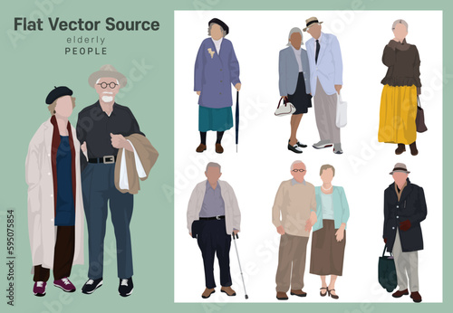 Aging Modern Society The welfare society of the elderly and elderly couples who walk around with cane