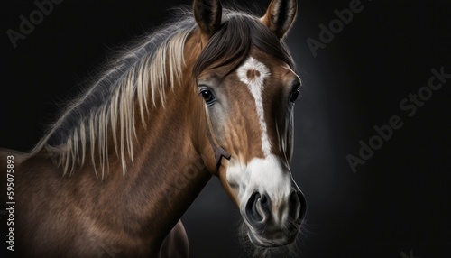 Portrait of beautiful young horse generative ai