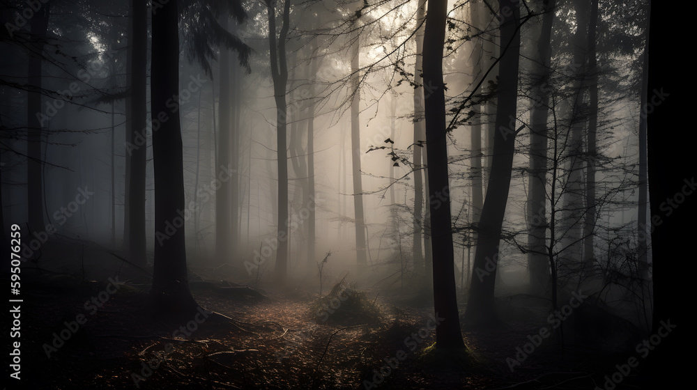 Fototapeta premium misty morning in the woods