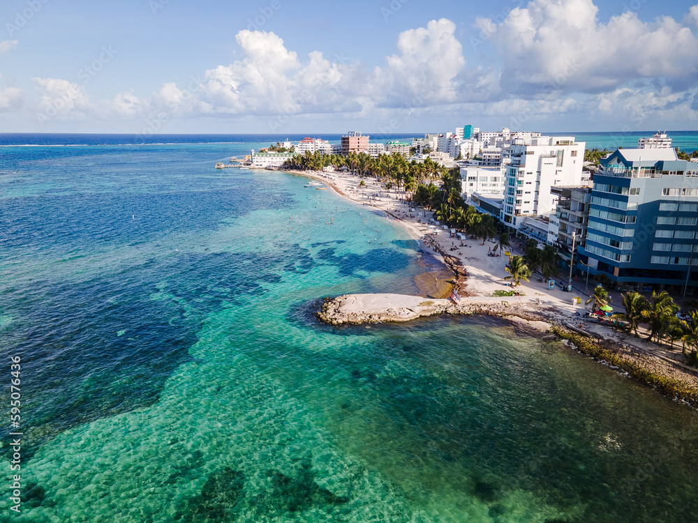 aerial view of san andres island in Colombia, sea of seven colors