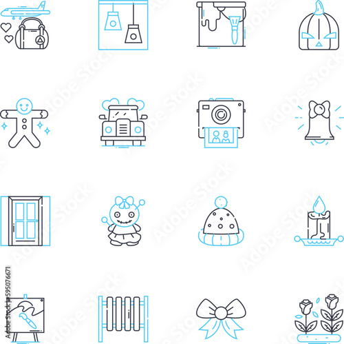Enhancing linear icons set. Amplify, Boost, Elevate, Augment, Improve, Advance, Upgrade line vector and concept signs. Enrich,Refine,Empower outline illustrations