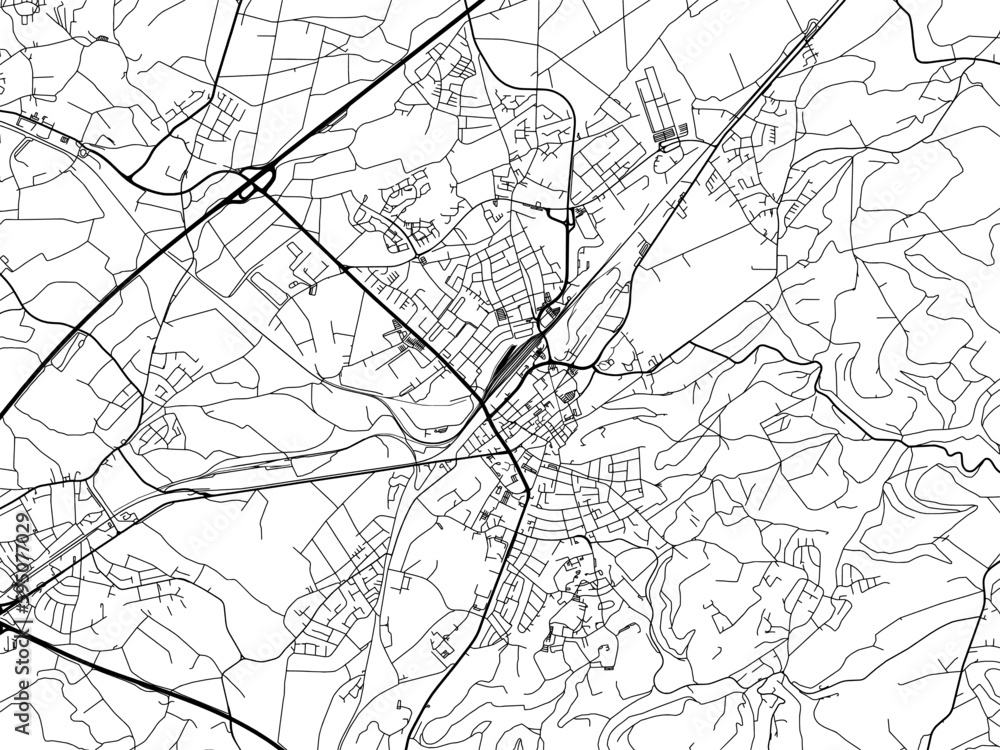 Vector road map of the city of  Homburg in Germany on a white background.