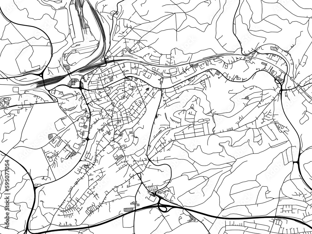 Vector road map of the city of Neunkirchen in Germany on a white background. Vector road map of the city of Neunkirchen in Germany on a white background.