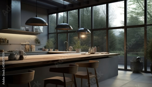 Self-Care and Nature-Themed Kitchen Spaces and Vanities with Eco-Friendly Décor. Generative Ai © zzzz17