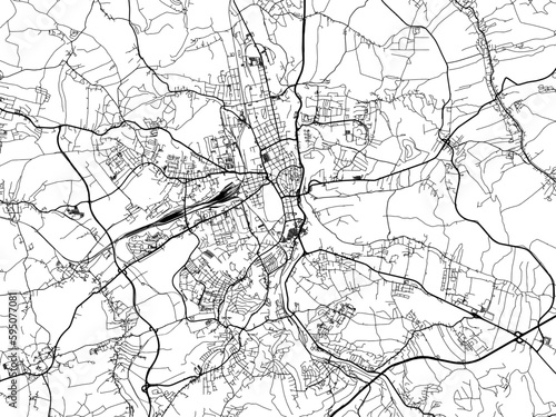 Vector road map of the city of  Zwickau in Germany on a white background.
