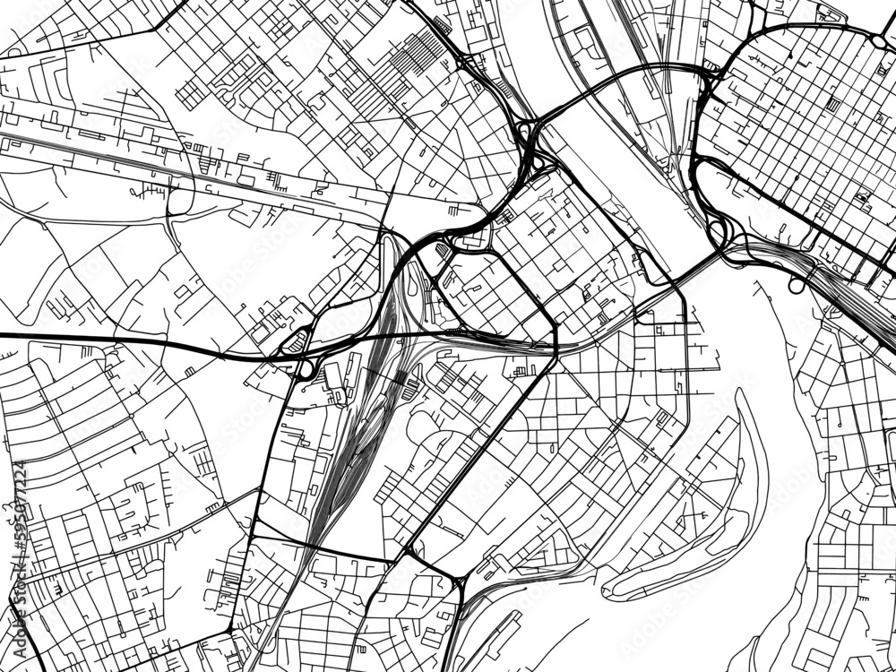 Naklejka premium Vector road map of the city of Ludwigshafen am Rhein in Germany on a white background.