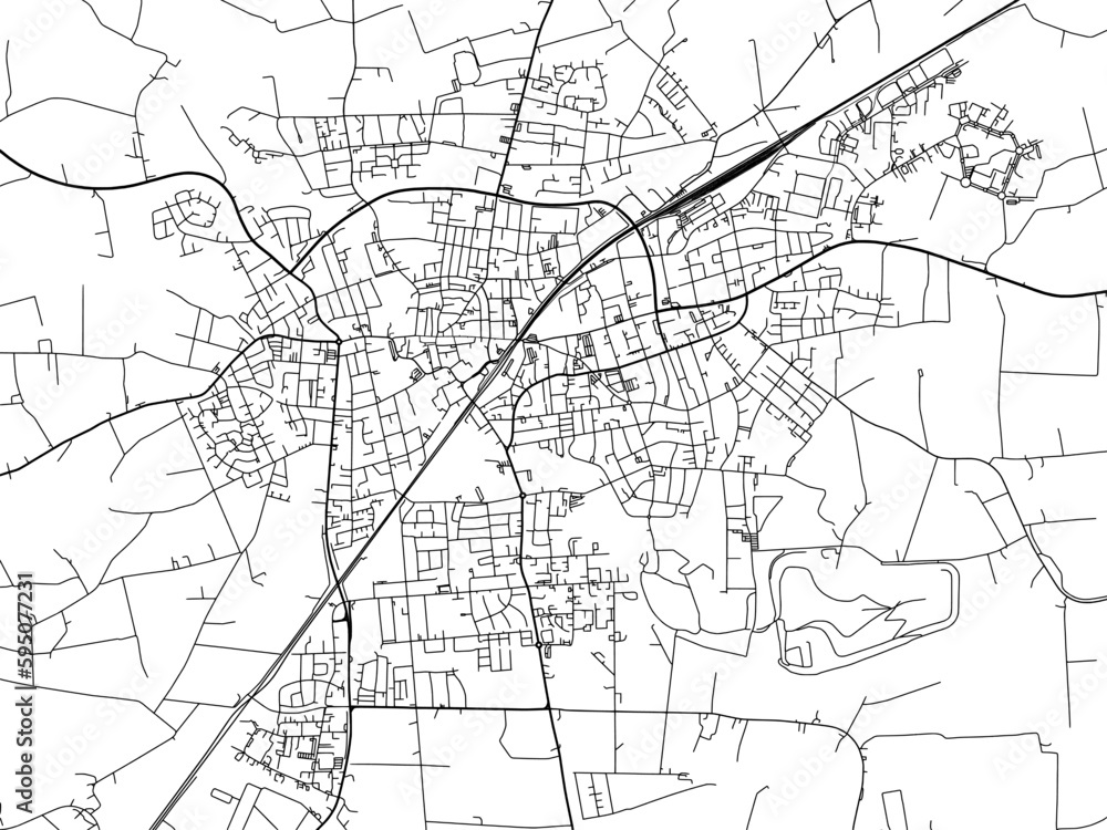 Vector road map of the city of  Ahlen in Germany on a white background.