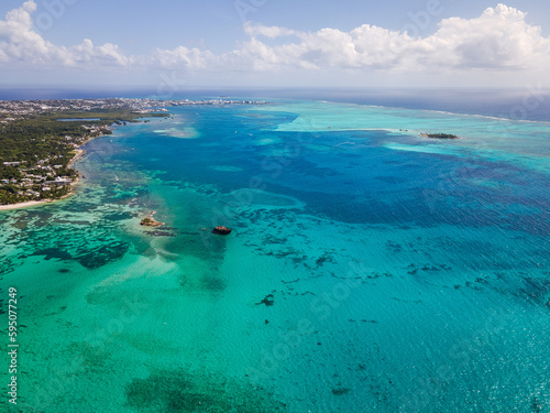 aerial view of san andres island in Colombia, sea of ​​seven colors 