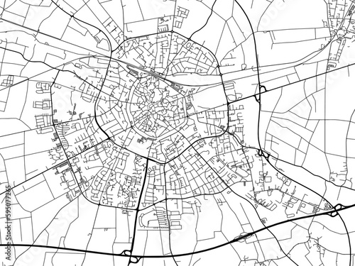Vector road map of the city of  Soest in Germany on a white background.