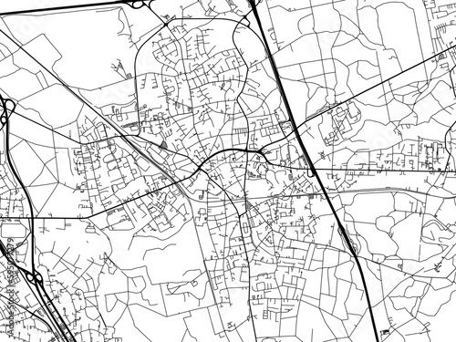 Vector road map of the city of  Hilden in Germany on a white background.